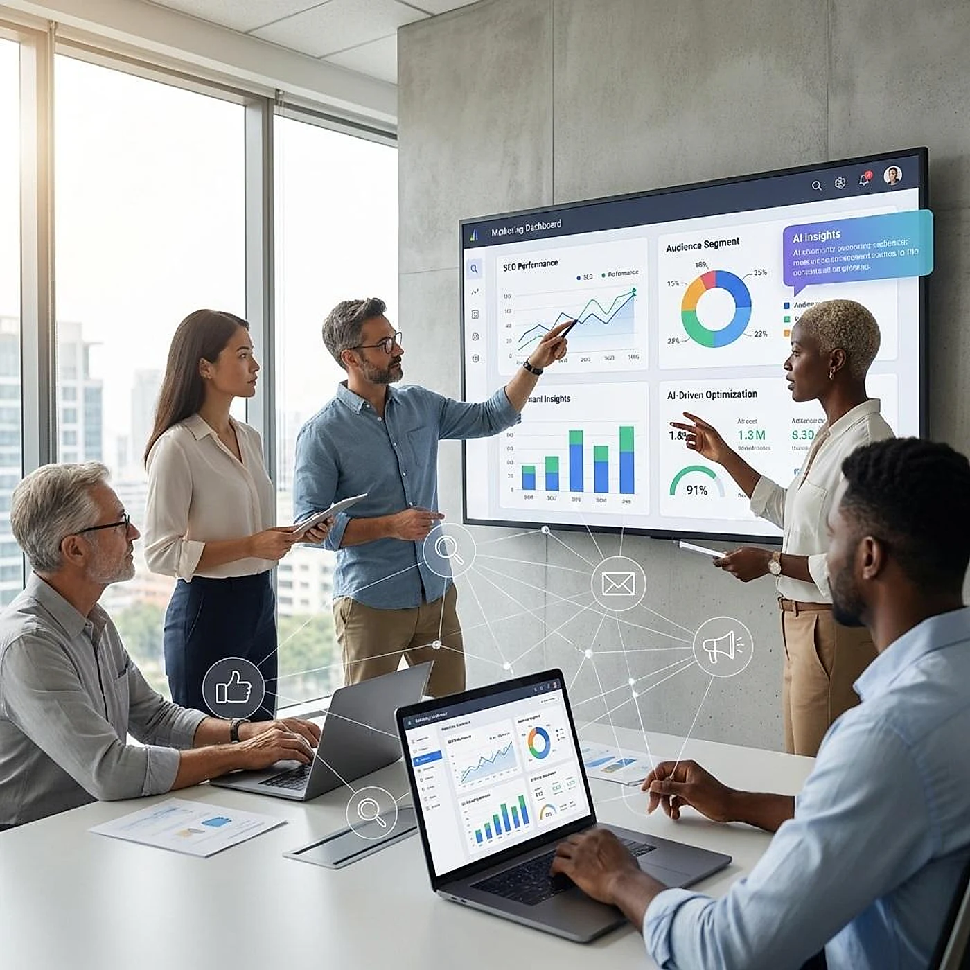 UnexusAI GEO services team analyzing AI search optimization performance and visibility